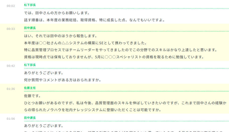 発話者毎に文字起こしのイメージ